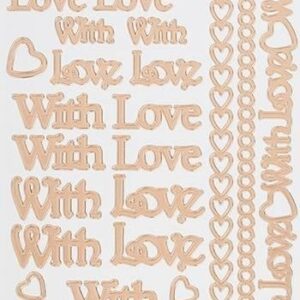 Docrafts - Anita's With Love Rose Gold On White Outline Stickers