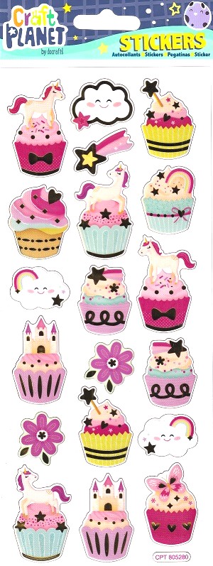 Docrafts - Craft Planet Fun Stickers Unicorns & Cupcakes