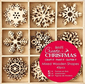Docrafts - Create Christmas Mixed Wooden Shapes - Snowflakes