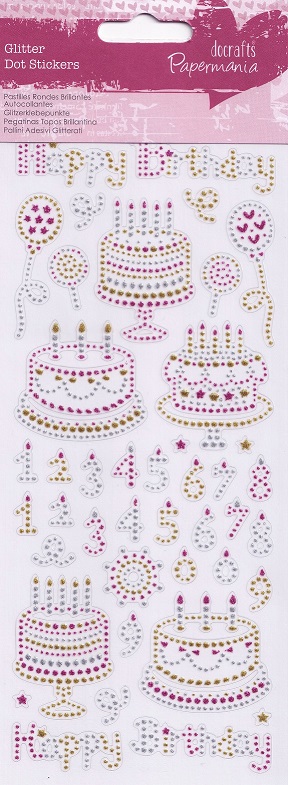 Docrafts Papermania - Glitter Dot Stickers Happy Birthday