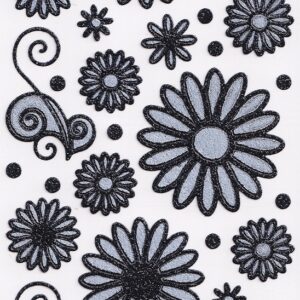 Docrafts Papermania - Glitterations Black Flowers