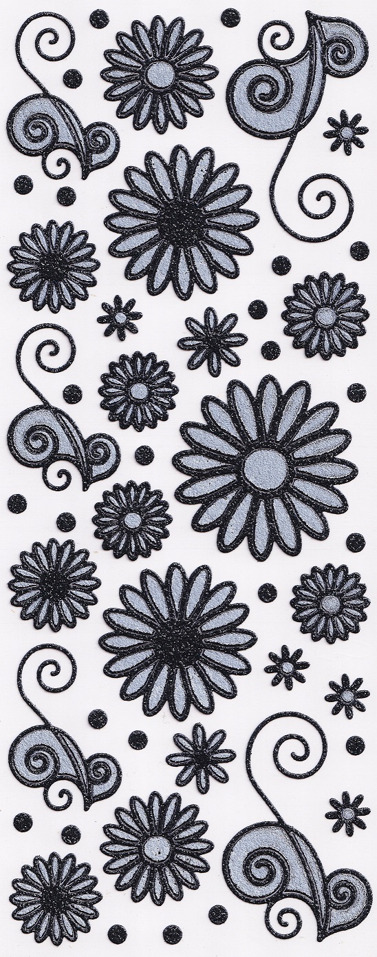 Docrafts Papermania - Glitterations Black Flowers