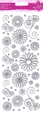 Docrafts Papermania - Glitterations Silver Flowers