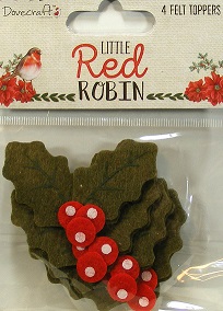 Dovecraft - Little Red Robin Felt Holly Toppers