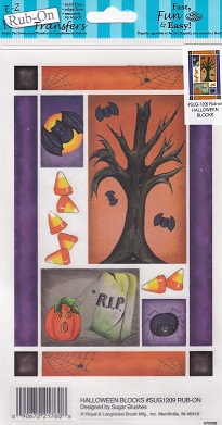 Ez Rub On - Halloween Blocks Transfers