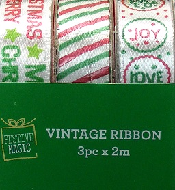 Festive Magic - Vintage Ribbon - Merry Christmas