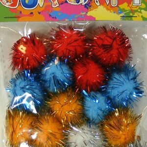 Fun Craft Multi-Coloured Glitter Pom Poms - 25mm x 5 Colours