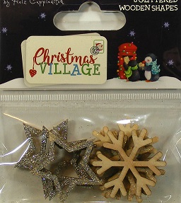 Helz Cuppleditch - Christmas Village Glittered Wooden Shapes