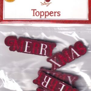 hobbycraft christmas toppers wooden merry christmas red & white (8pk)
