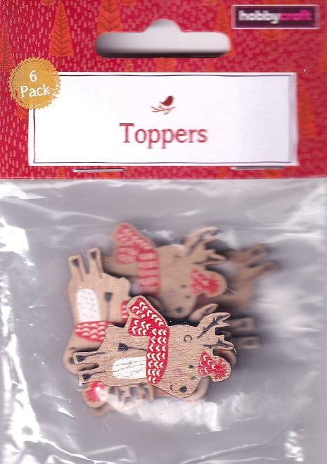hobbycraft christmas toppers wooden reindeer (6pk)