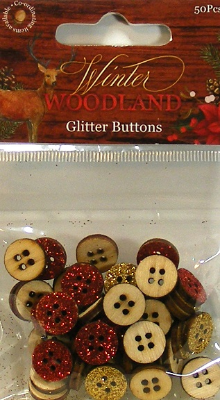 Hobbycraft - Winter Woodland - Glitter Buttons