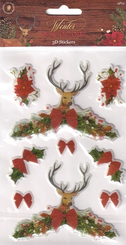 Hobbycraft - Winter Woodland - Stag & Ponsettia 3D Stickers