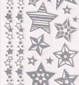 JT - Silver Foamy Star Stickers Design