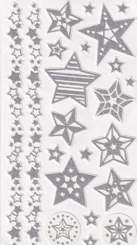 JT - Silver Foamy Star Stickers Design
