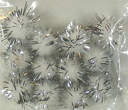 John Lewis Glitter Pom Poms Silver 0.5"