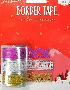 Merry Christmas Border Tape 3 Pack - Purple