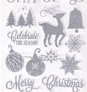 Merry Christmas - Silver Blush Glitter Stickers (19Pcs)