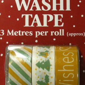 Merry Christmas Washi Tape 3 Pack  Best Wishes, Holly & Tree, Striped