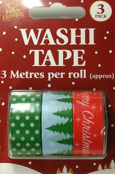 Merry Christmas Washi Tape 3 Pack Polka Dots, Trees, Merry Christmas