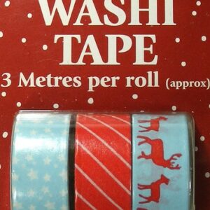 Merry Christmas Washi Tape 3 Pack Stars, Stripes, Reindeer