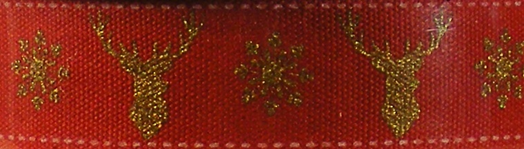 North Pole - 2mtr Cotton Christmas Ribbon - Stag