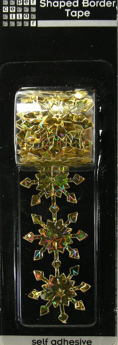 Paper Cellar Shaped Border Tape - Gold Snowflakes
