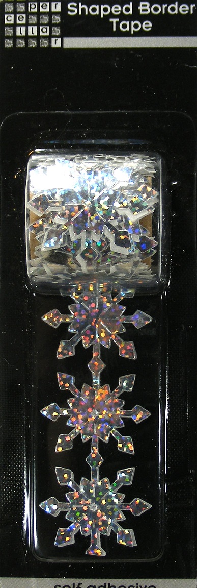 Paper Cellar Shaped Border Tape - Silver Snowflakes