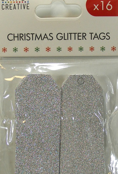 Simply Creative Christmas Glitter Tags - Silver