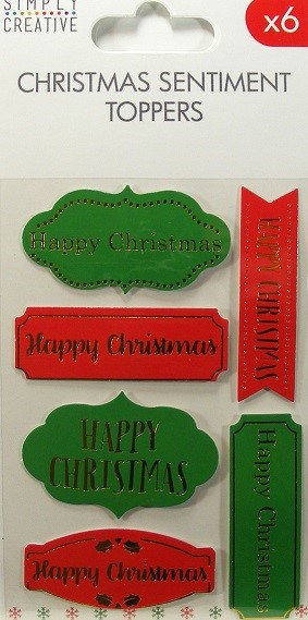 Simply Creative - Green & Red (Gold) Merry Christmas Toppers