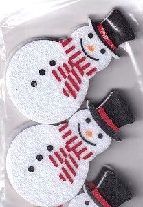 TJM - Merry Christmas - Felt Stickers - 6 x Snowman