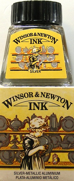 winsor & newton drawing ink 14ml (silver metallic aluminium)