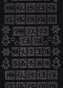 Christmas Peel Off Sheet - Advent Numbers (Black)