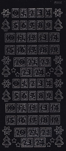 Christmas Peel Off Sheet - Advent Numbers (Black)