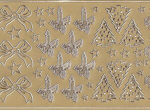 Christmas Peel Off Sheet - Bows, Trees, Candles & Bells (Gold)