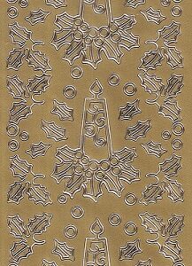 Christmas Peel Off Sheet - Candles & Holly (Gold on On Gold)