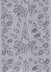 Christmas Peel Off Sheet - Candles & Holly (Silver)