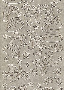 Christmas Peel Off Sheet - Christmas Bells (Gold On Gold Glitter)