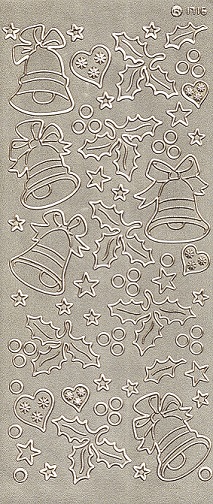 Christmas Peel Off Sheet - Christmas Bells (Gold On Gold Glitter)