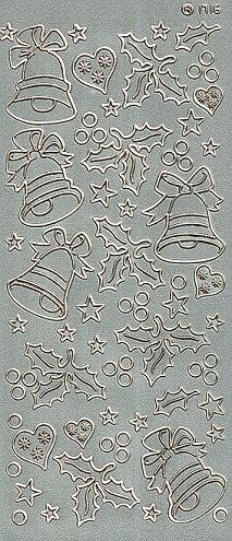 Christmas Peel Off Sheet - Christmas Bells (Gold On Green Glitter)