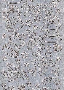 Christmas Peel Off Sheet - Christmas Bells (Gold On Silver Glitter)