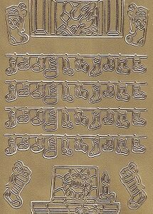 Christmas Peel Off Sheet - Fireplace & Stockings (Gold)