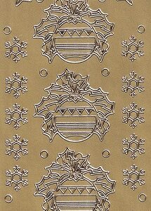 Christmas Peel Off Sheet - Holly Baubles (Gold)