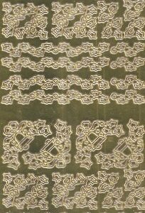 Christmas Peel Off Sheet - Holly & Bell Borders & Corners (Gold Mirror)