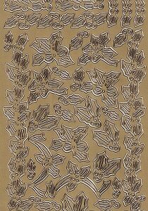Christmas Peel Off Sheet - Holly Borders & Corners (Gold)