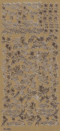 Christmas Peel Off Sheet - Holly Borders & Corners (Gold)
