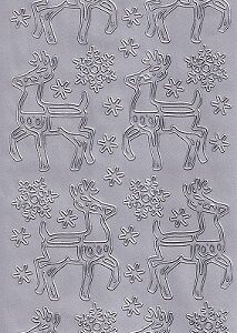 Christmas Peel Off Sheet - Reindeer (Silver)