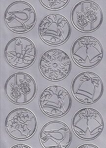 Christmas Peel Off Sheet - Small Decorative Baubles (Silver)