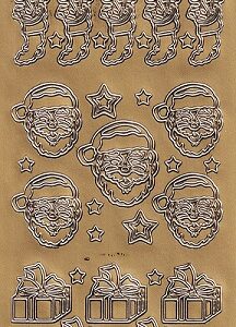 Christmas Peel Off Sheet - Stockings, Santa & Presents (Gold)