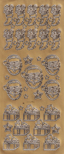 Christmas Peel Off Sheet - Stockings, Santa & Presents (Gold)