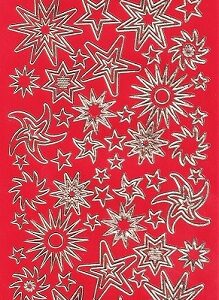 Christmas Peel Offs - Gold Stars (Red)